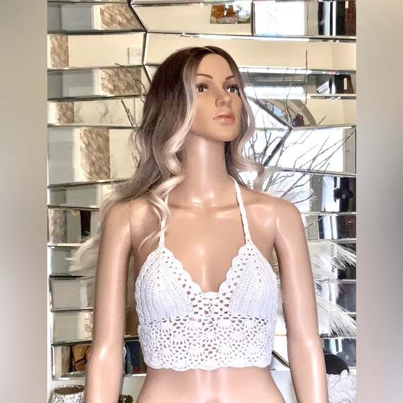 Handmade Crochet crop top Backless White S/M - Picture 1 of 4